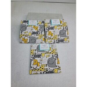 Lot of 3 Fat Quarter 18" x 21" Jungle Maize Kids Zoo Animals Yellow Gray White